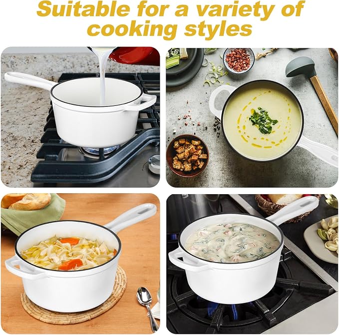 HaSteeL 2 QT Cast Iron Saucepan, Mini Enamel dutch oven - Image 7