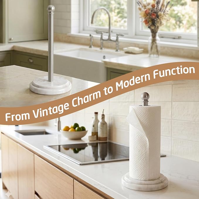 KES Anti-Slip Marble Paper Towel Holder Countertop - Image 6