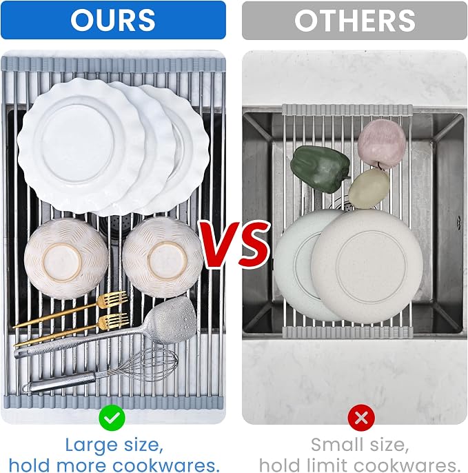 Roll Up Dish Drying Rack, Adjustable Over Sink Dish Drying Rack - Image 4