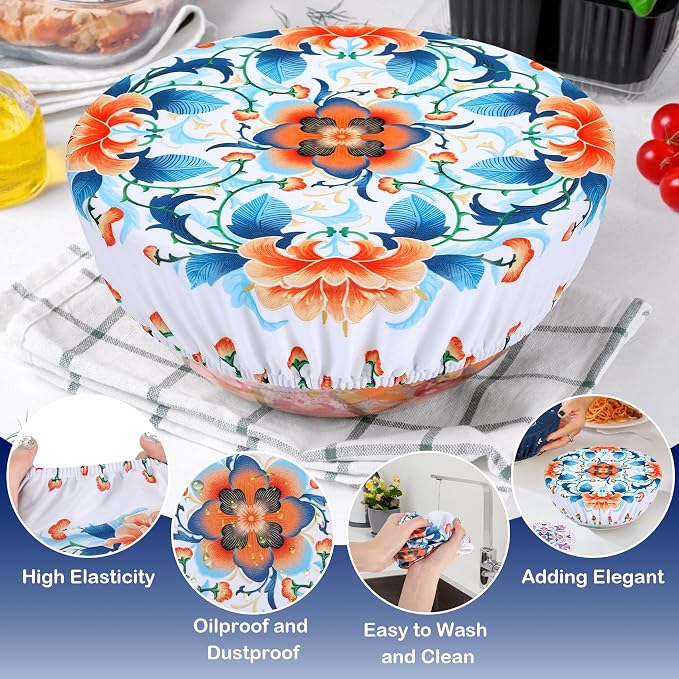 5 Pieces Bowl Covers Reusable, 5 Size Elastic Cloth Bowl Covers - Image 7