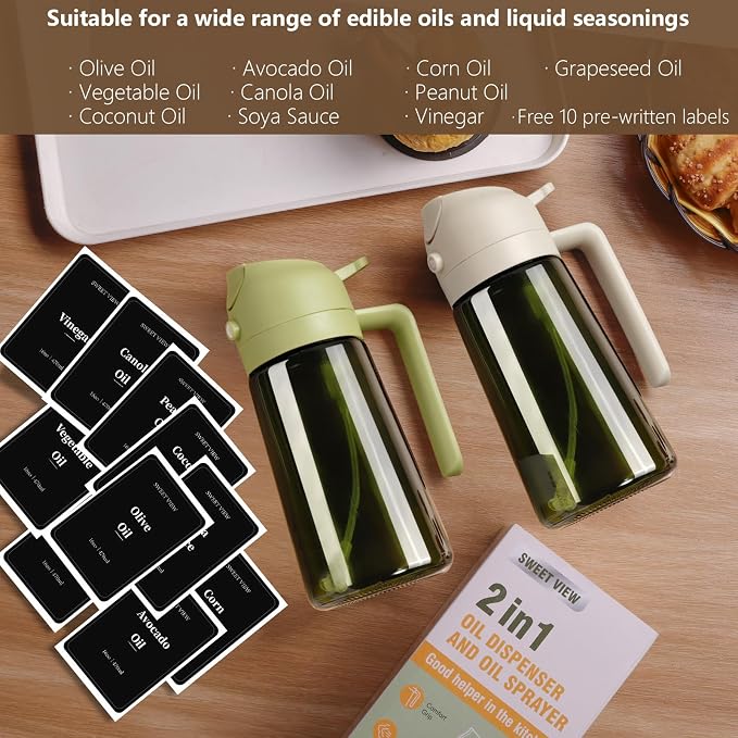 SWEET VIEW Olive Oil Dispenser and Oil Sprayer – 16oz/470ml Glass Light-Proof - Image 7