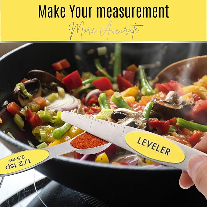Magnetic Measuring Spoons Set of 9 Stainless Steel Dual-Sided Stackable - Image 9