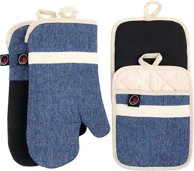 Oven Mitts and PotHolders Sets, Non-Slip Neoprene Oven Mitts are Suitable by Firstall