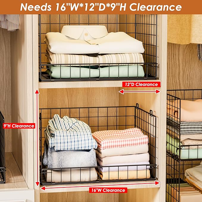 Yociyoga 3-Tier Stackable Closet Organizers and Storage Shelves, Foldable - Image 3