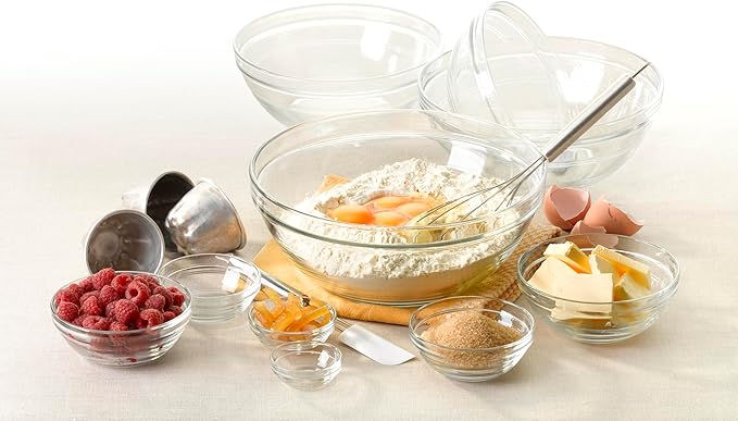 Duralex Le Gigogne Glass Mixing Bowl Set – 10-Piece Clear Stackable Prep Bowls - Image 4
