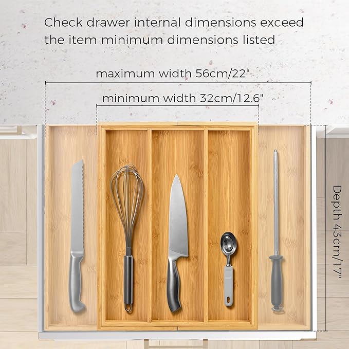 Utoplike Bamboo Expandable Kitchen Drawer Organizer, Adjustable Utensil Holder - Image 5