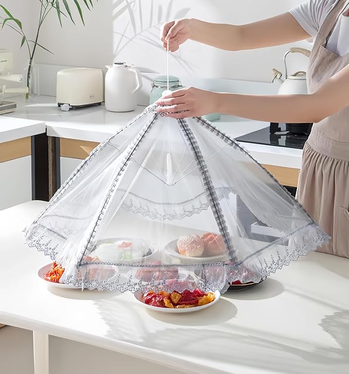 40cmx50cm Large Premium Pop-Up Mesh Screen Food Cover Tent Umbrella, Reusable - Image 5