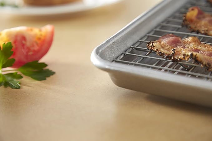 USA Pan Bakeware Quarter Sheet Baking Pan and Bakeable Nonstick Cooling Rack Set - Image 3