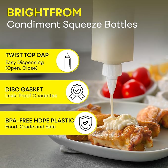 BRIGHTFROM Condiment Squeeze Bottles, 16 OZ Empty Squirt Bottle - Image 3