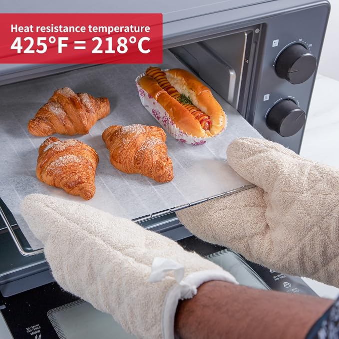 Terry Cloth Oven Mitts Heat Resistant to 482° F 15 Inch 100% Cotton Set of 2 - Image 4