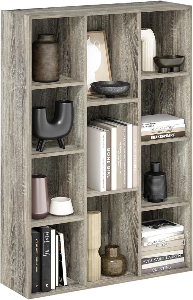 Furinno LUDER Book Shelf, 11-Cube Bookshelf, Reversible Bookcase, 9.4 x 29.1 x by Furinno-FitsYourSpaceFitsYourBudget