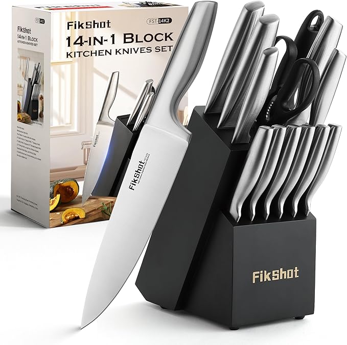 FIKSHOT Kitchen Knife Set, German Stainless Steel kitchen knives – Includes by FIKSHOTKitchenKnifeSet