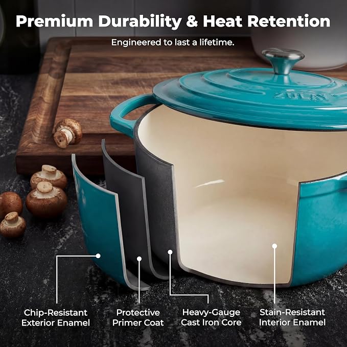 Zulay Kitchen 5 Quart Enameled Cast Iron Dutch Oven Pot - Image 5