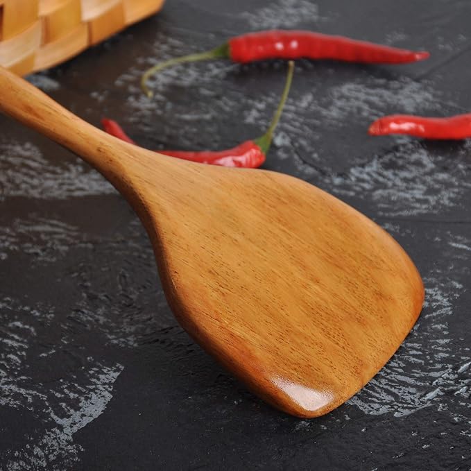 FJNATINH Wooden Spatula with Long Handle - Image 4