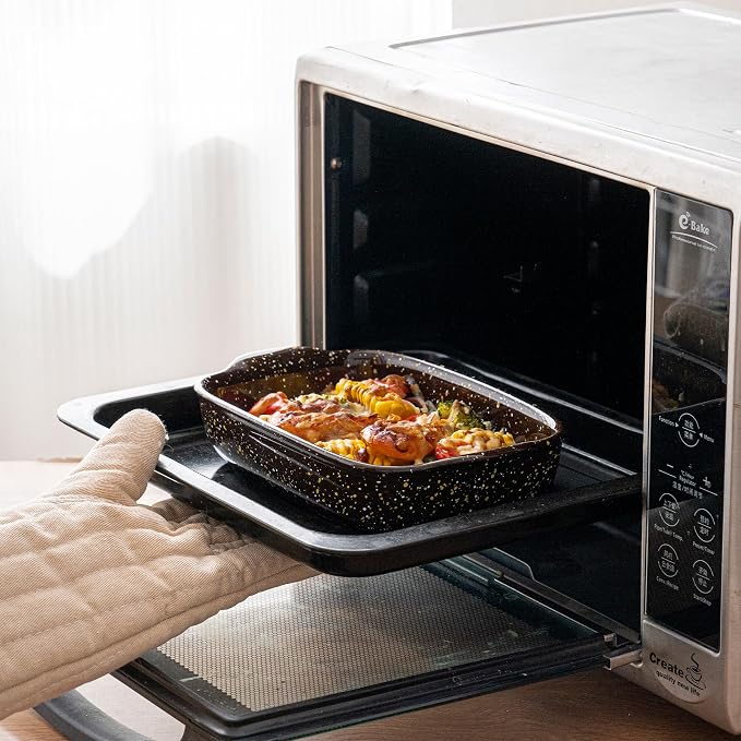 3-Pack Deep Rectangular Ceramic Baking Dishes, Heavy-Duty Oven-Safe Stoneware - Image 6
