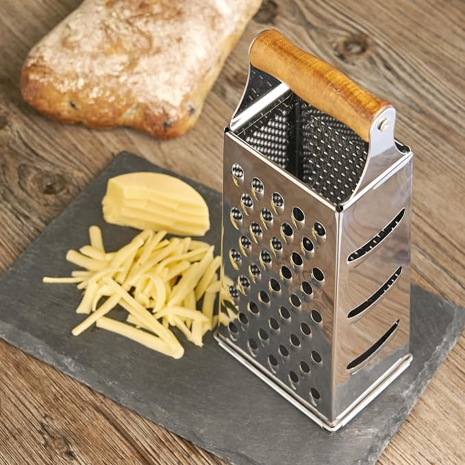 Twine Acacia Wood Handled Cheese Grater, Stainless Steel Grater, Citrus Zester - Image 5