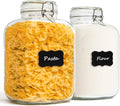 ComSaf Set of 2 Square Glass Jars, 1.1 Gallon Large Airtight Canisters by ComSaf