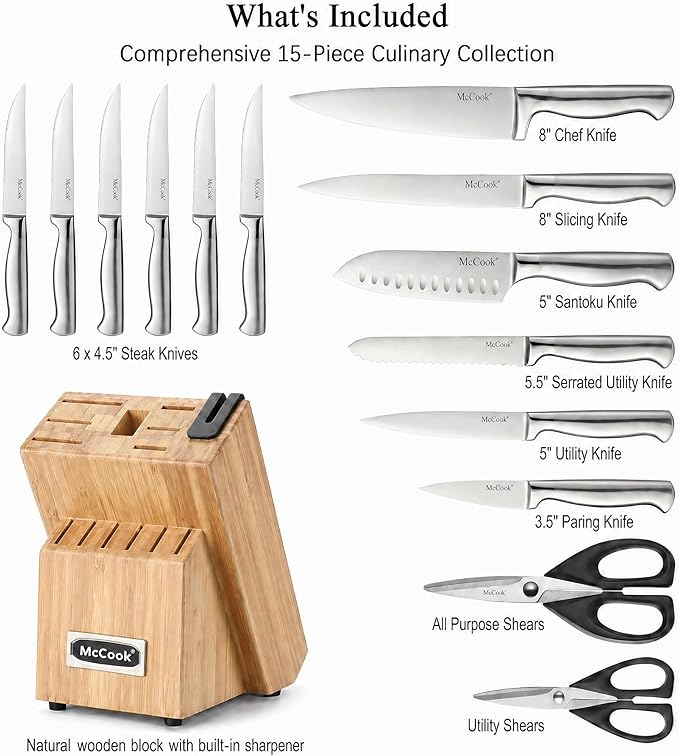McCook® Knife Sets, German Stainless Steel Knife Block Sets - Image 3