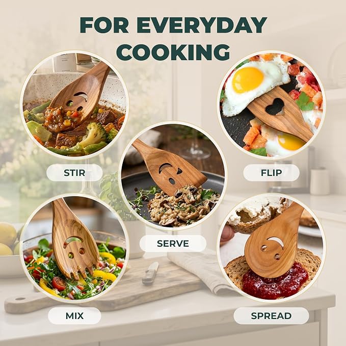 MFC 5-Piece Wooden Cooking Spoons - Image 3