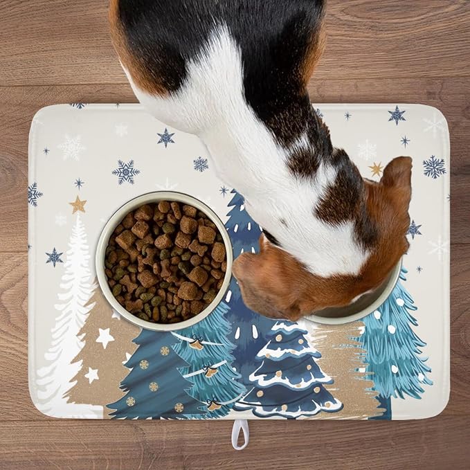 Christmas Tree Dish Drying Mat for Kitchen Counter 24x18 Inch Xmas Snowflake - Image 8