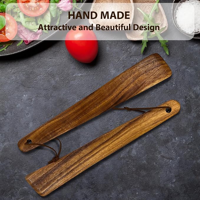 Teak Wood Spatula for Cooking, 12.2 Inch Flat Wooden Spatula for Cast Iron - Image 6