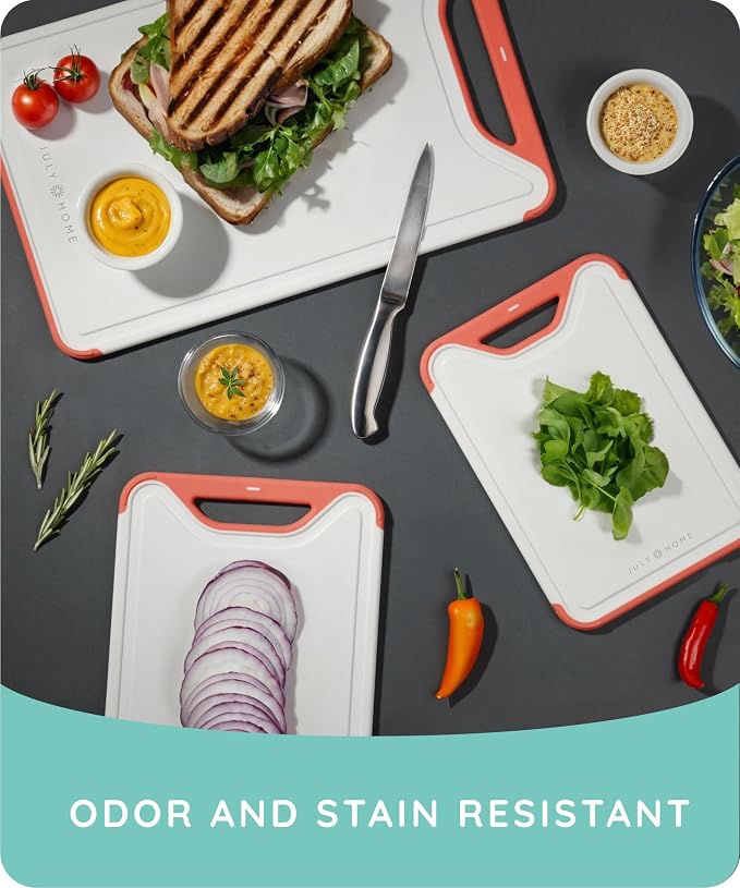 Cutting Boards for Kitchen, Plastic Cutting Board Set of 3, Dishwasher Safe - Image 4
