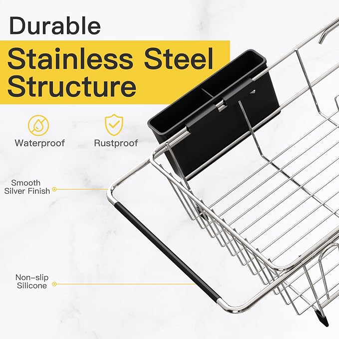 JASIWAY Dish Drying Rack in Sink, Expandable Stainless Steel Dish Drainers - Image 5