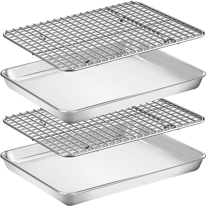 Baking Sheet with Rack Set, Wildone Stainless Steel Cookie Sheet Baking Pan by Wildone