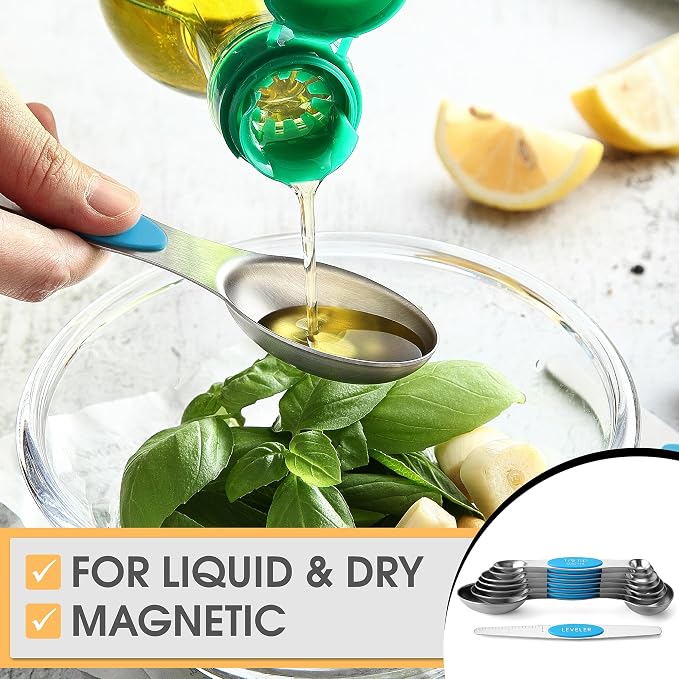 Spring Chef Stainless Steel Magnetic Measuring Spoons Set of 8 - Image 4