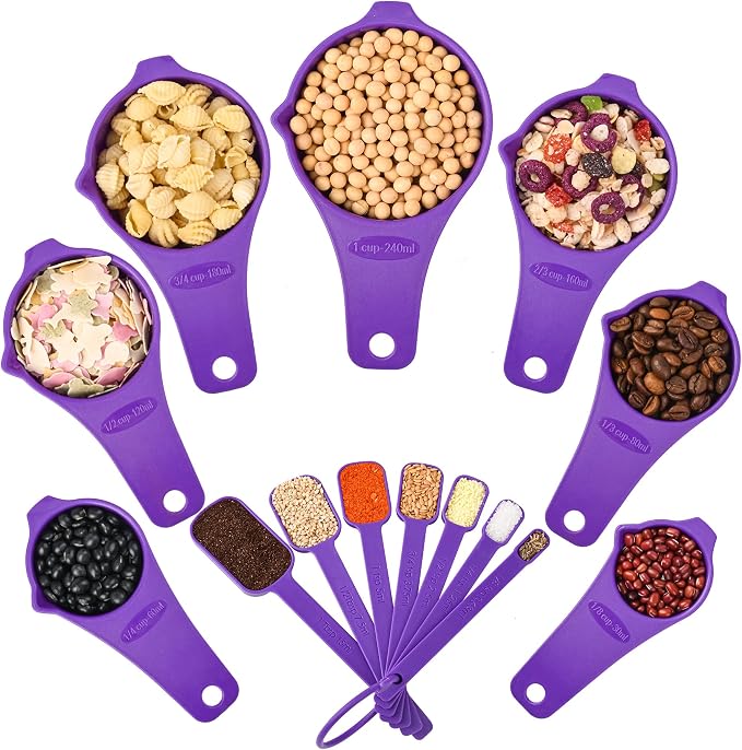 Plastic Measuring Cups and Spoons Set 15, 7 Dry&Liquid Measuring Cup Spoon Set - Image 4