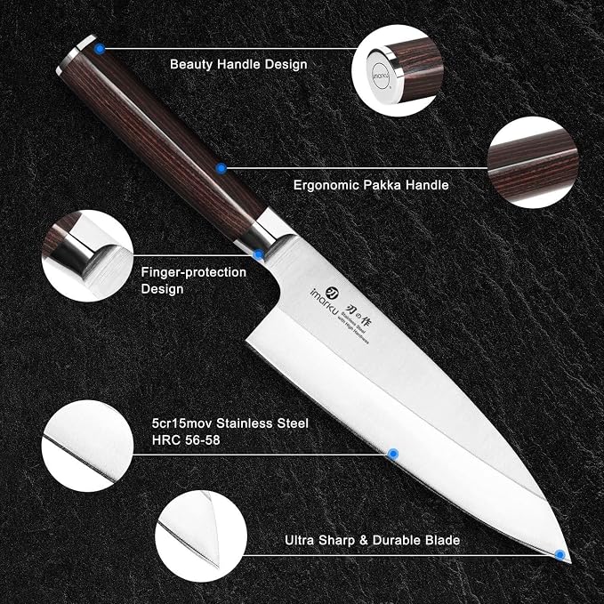 imarku 7 Inch Deba Knife, Ultra Sharp Sushi Knife, Ultimate Japanese Kitchen - Image 5