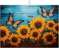Sunflower Butterfly On Wooden Board Dish Drying Mat by MOUNTANLLY