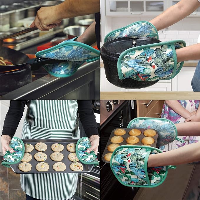 Pot Holders Set of 2 with Transparent Clear Silicone Shell and Nice Cactus - Image 5