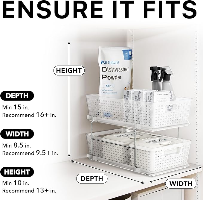 Simple Houseware 2 Tier Bathroom Organizer Tray Pull-Out Sliding - Image 6