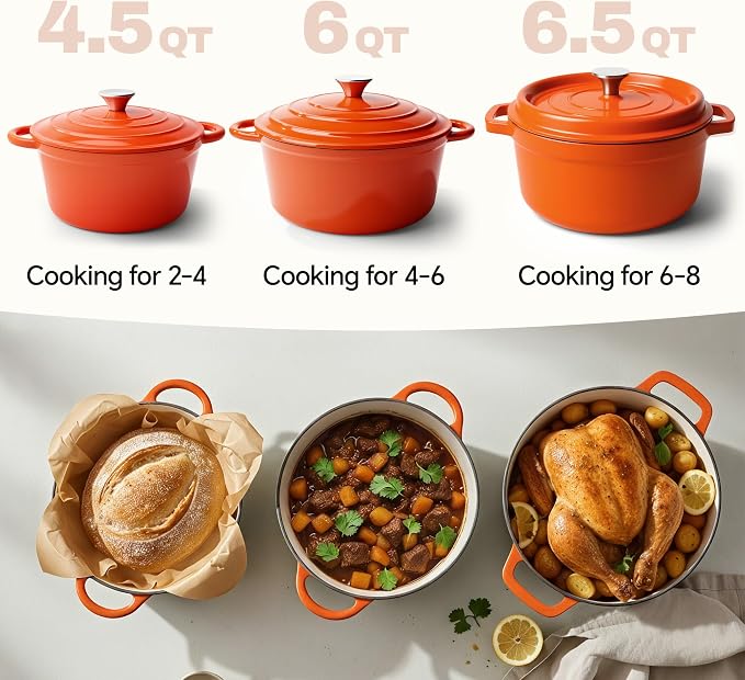 4.5 Quart Dutch Oven Pot with Lid, Non Stick Enameled Cast Iron Dutch Oven - Image 3