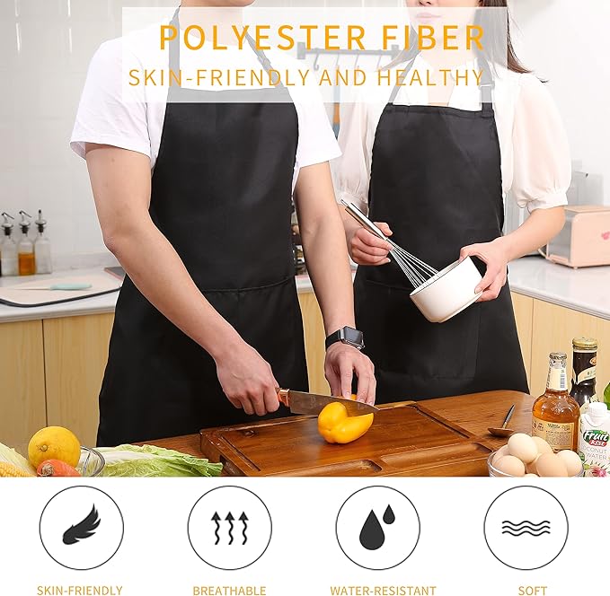 Tosewever 2 Pack Adjustable Bib Apron, Waterdrop Resistant Aprons - Image 5