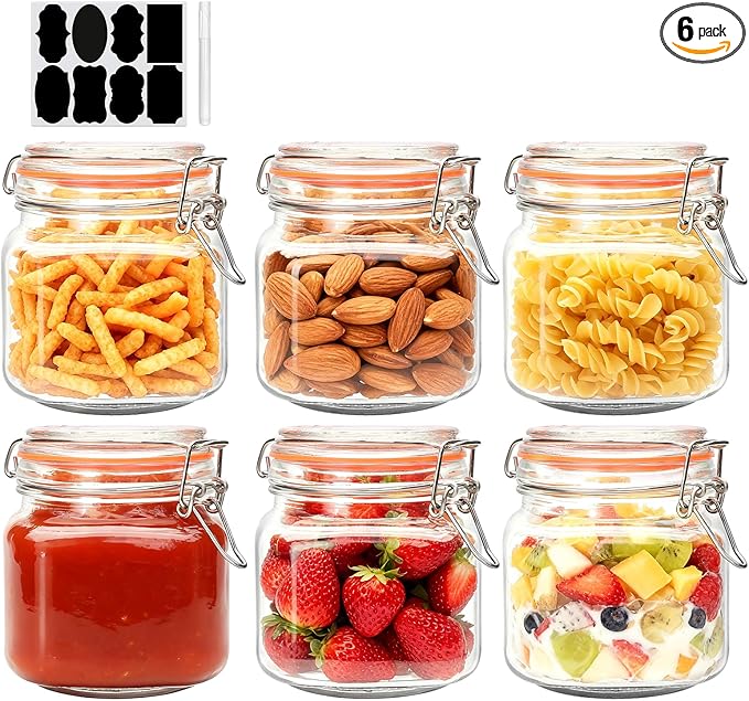 25 oz Glass Jars With Airtight Lids And Leak Proof Rubber Gasket, Wide Mouth by Encheng