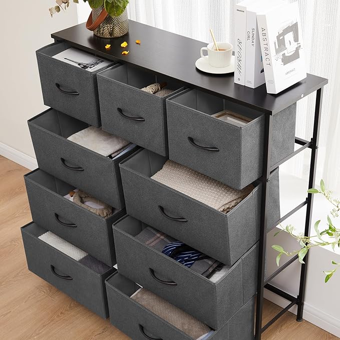 Sweetcrispy 9 Drawer Fabric Dresser Tall Chest Storage Organizer Tower - Image 5