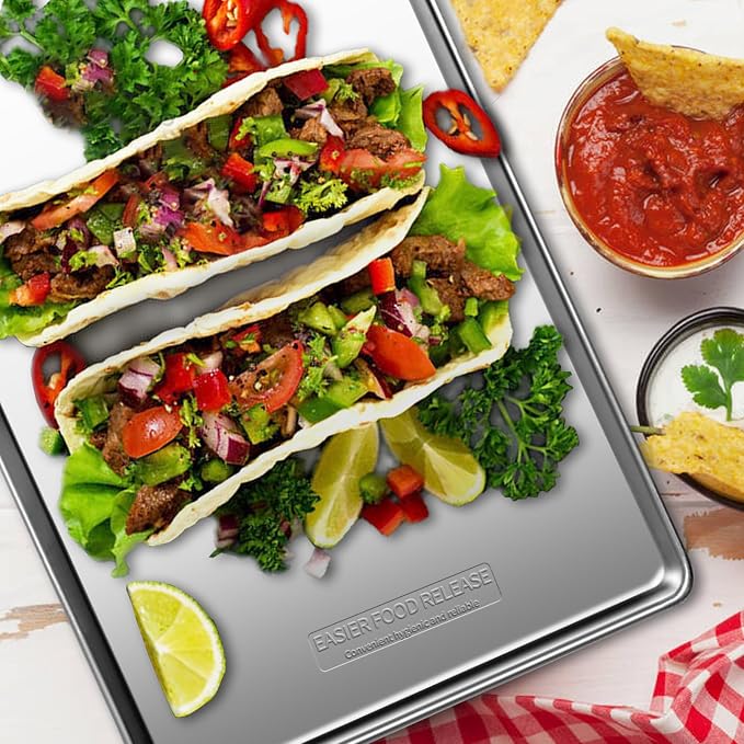 Commercial Quality Baking Sheet Pan Set, Natural Stainless Steel Cookie Sheet - Image 5