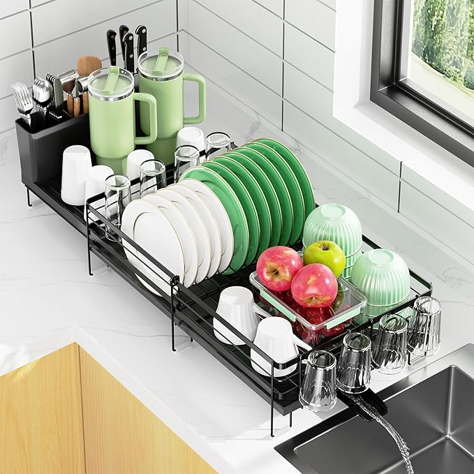Large Dish Drying Rack, Expandable Dish Rack, Stainless Steel Dish Racks by Pantasia