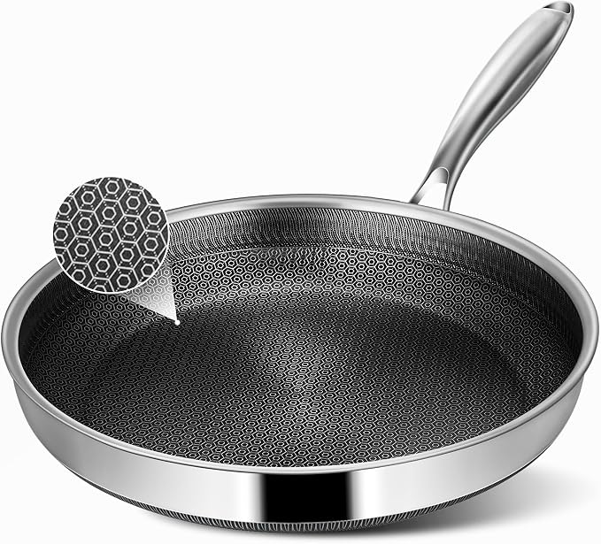 Non Stick Frying Pans, 12-inch Hybrid Frying Pans Nonstick Stainless Steel by Vocvee