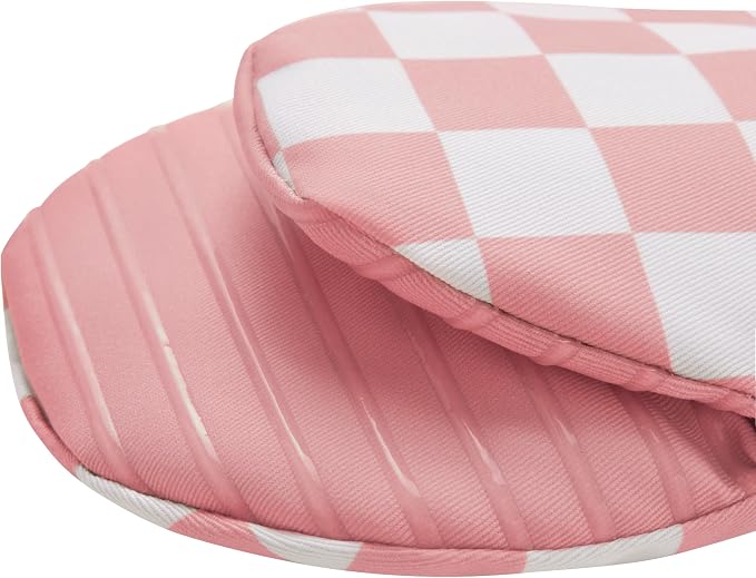 Ohocut Pink Checkered Mini Oven Mitts Heat Resistant, Vintage Retro - Image 6
