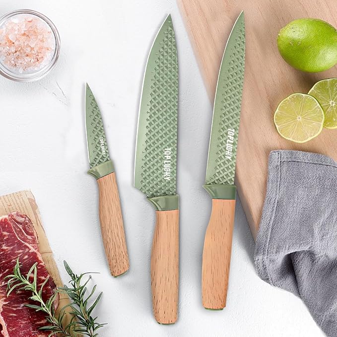Kitchen Knife Set, Retrosohoo 6-Pieces Green Sharp Knife Set - Image 7