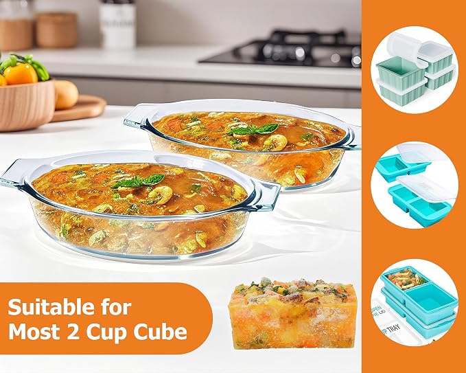 Small Casserole Dishes Oval 2 Pack, 23oz Glass Au Gratin Baking Dish, - Image 4