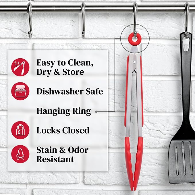 Popco 3-Piece Kitchen Tongs Set – Stainless Steel Heat Resistant Silicone Tips - Image 5