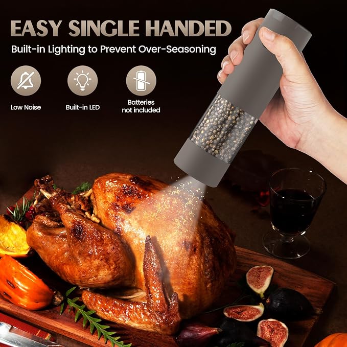 Electric Salt and Pepper Grinder Set Automatic Adjustable Coarseness Pepper - Image 3