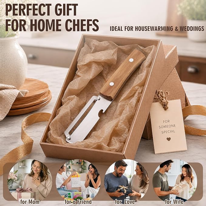 Vegetable Peeler, with Wooden Handle & Bottle Opener, Stainless Steel Kitchen - Image 8