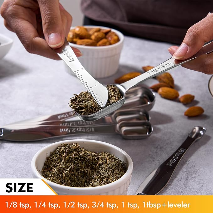 Rainspire Heavy Duty Measuring Spoons Set Stainless Steel, Metal Measuring Cups - Image 3