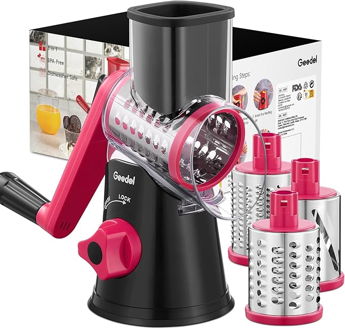 Geedel Rotary Cheese Grater, Kitchen Mandoline Vegetable Slicer by Geedel