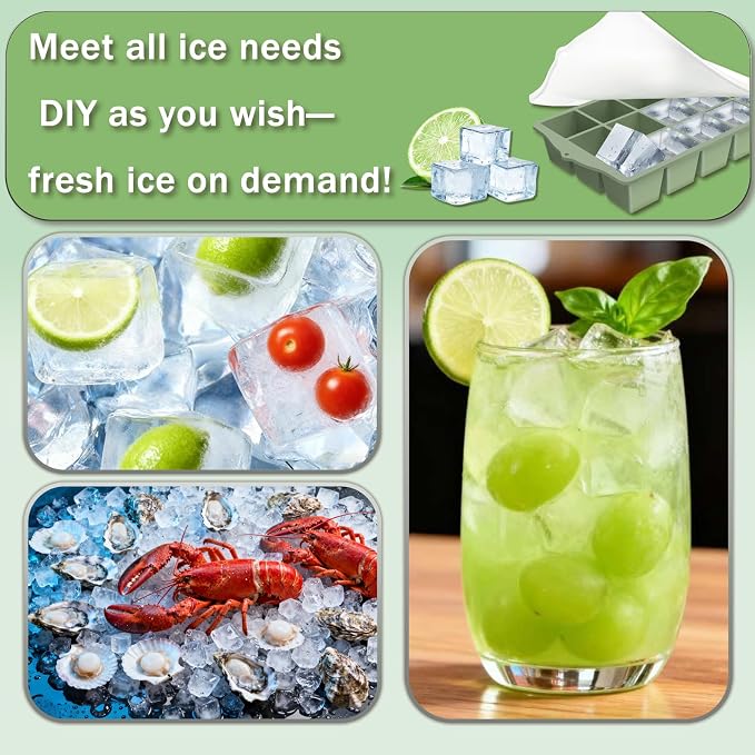 Ice Cube Trays for Freezer, 3 Pack Easy Release Slicone Ice Cube Tray - Image 7